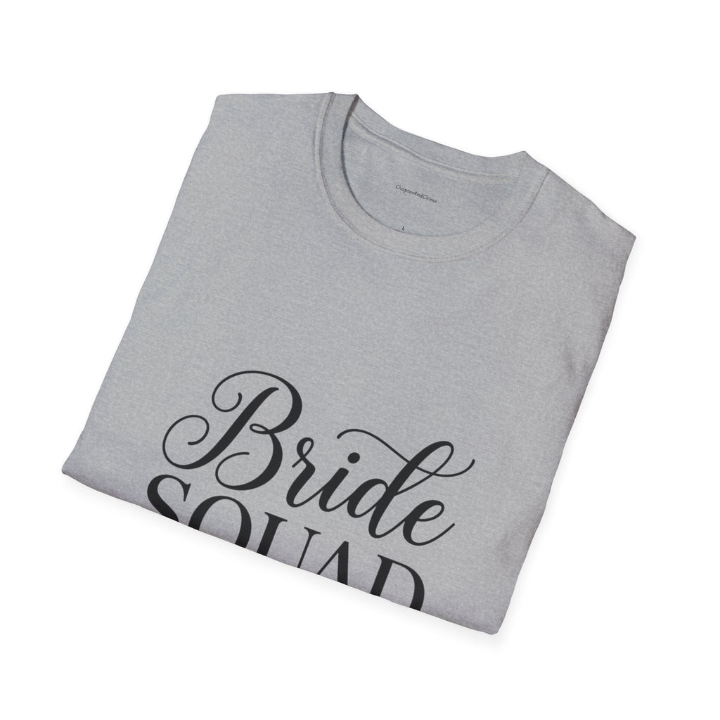 Bride Squad T-Shirt — Bachelorette Party Bridesmaid Tee with Champagne Icons
