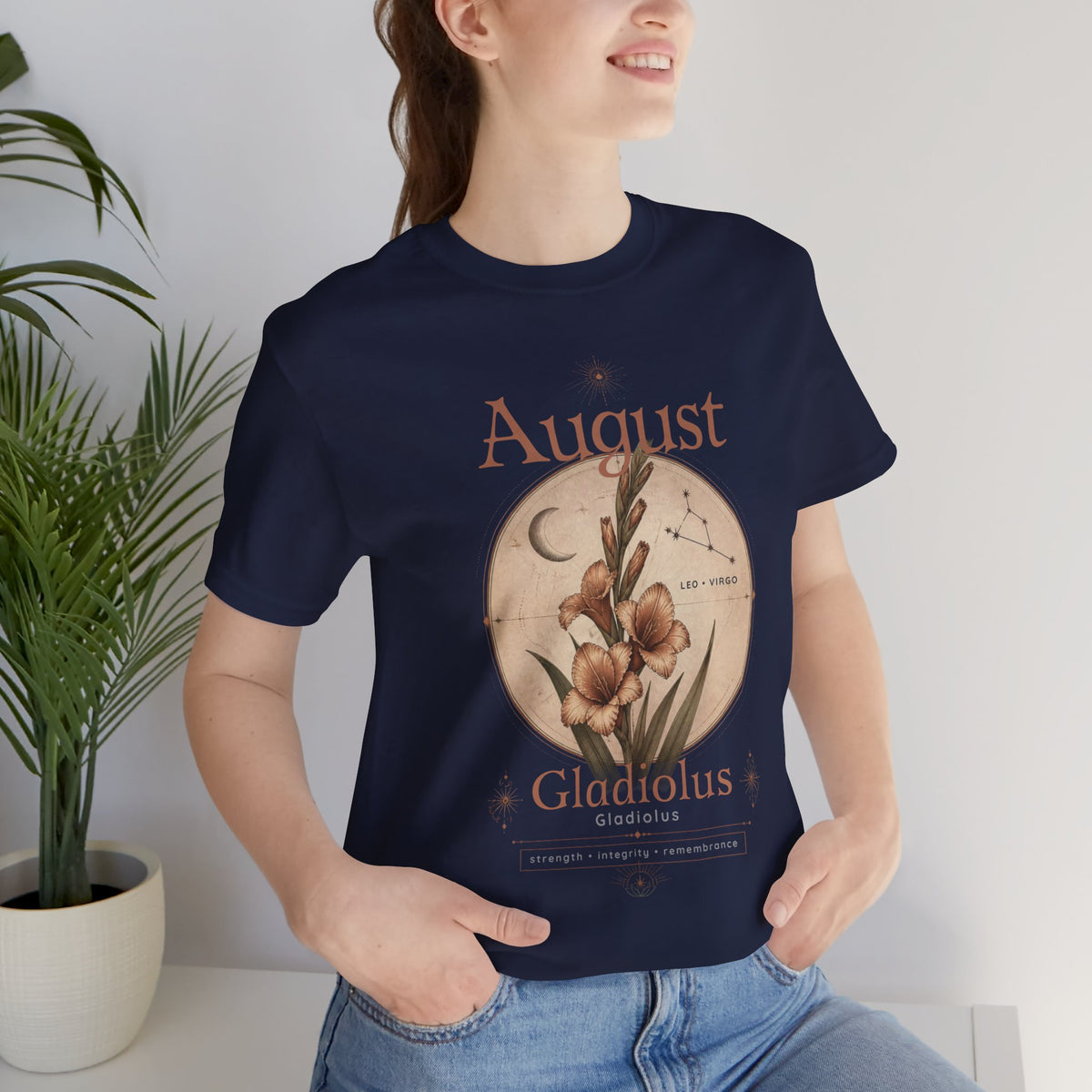 August Birth Flower Gladiolus Floral Tee