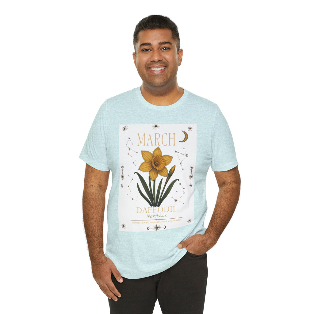 March Zodiac/Celestial aesthetics with birth flower — Birth Month Flower Tee