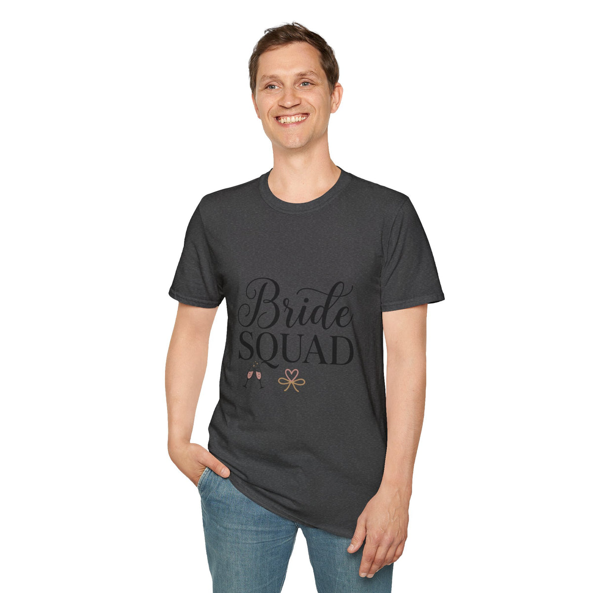 Bride Squad T-Shirt — Bachelorette Party Bridesmaid Tee with Champagne Icons