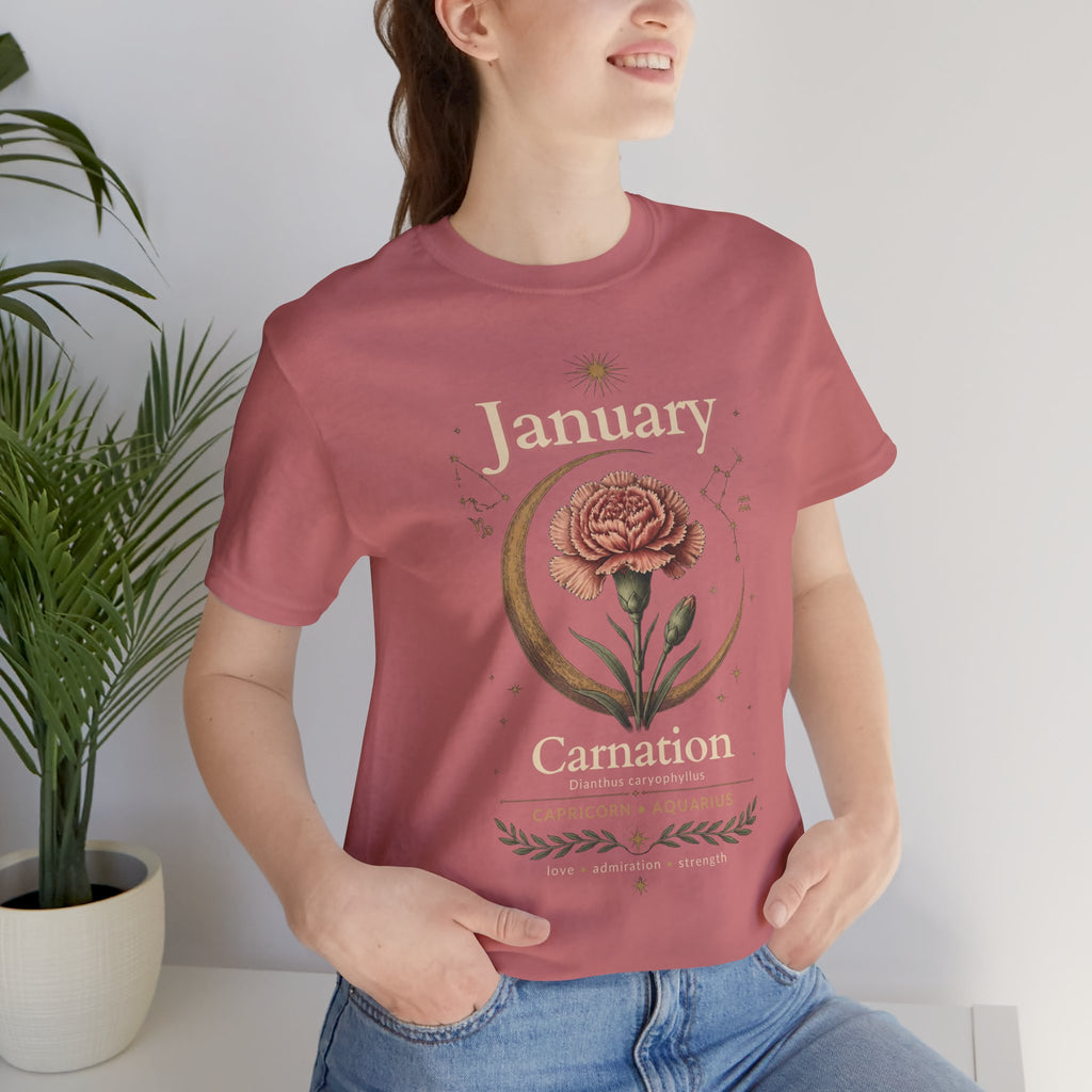 January Birth Flower - Carnation T-Shirt — Birth Month Flower Tee