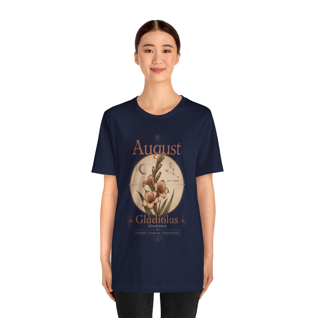 August Birth Flower Gladiolus Floral Tee