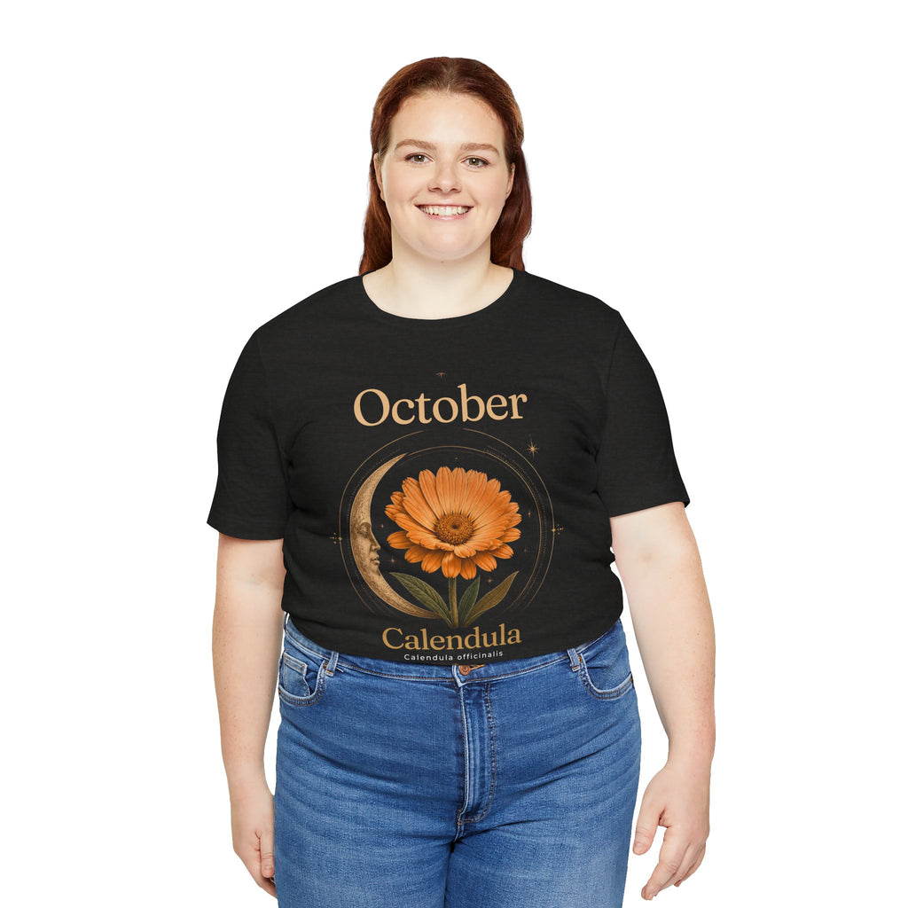 October Birth Flower Calendula T‑Shirt – Floral Birth Month Tee