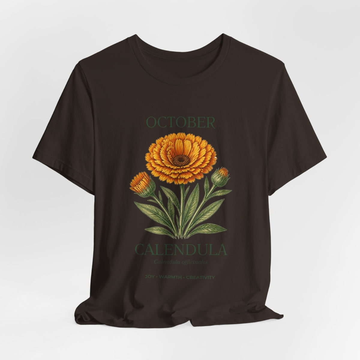 October Birth Flower Tee | Marigold & Cosmos Celestial Design | Birthday Gift