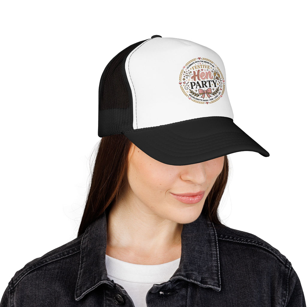 Hen Party Festive Foam Trucker Hat | Floral Wreath Design