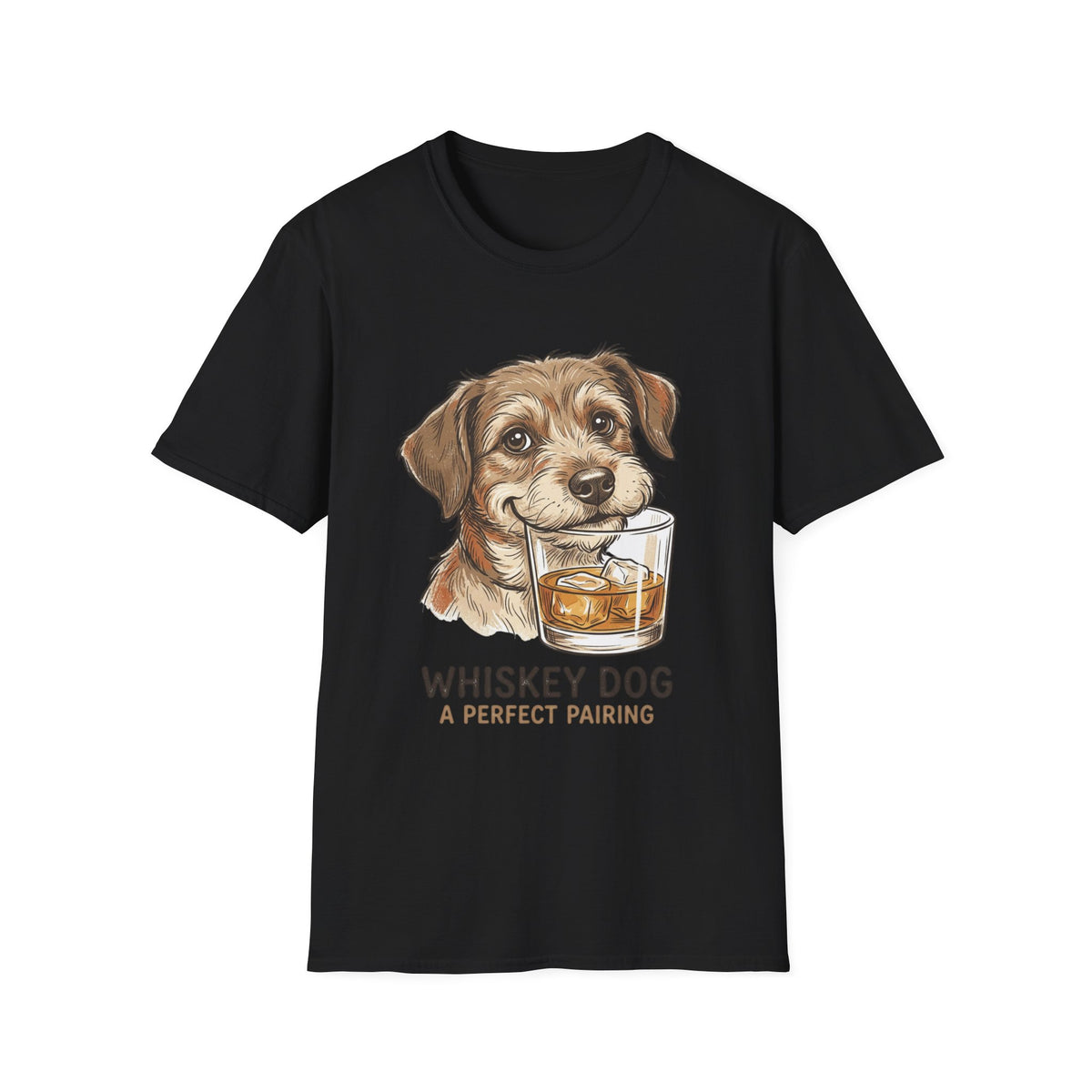 Whiskey Dog A Perfect Pairing T-Shirt | Dog & Whiskey Illustration