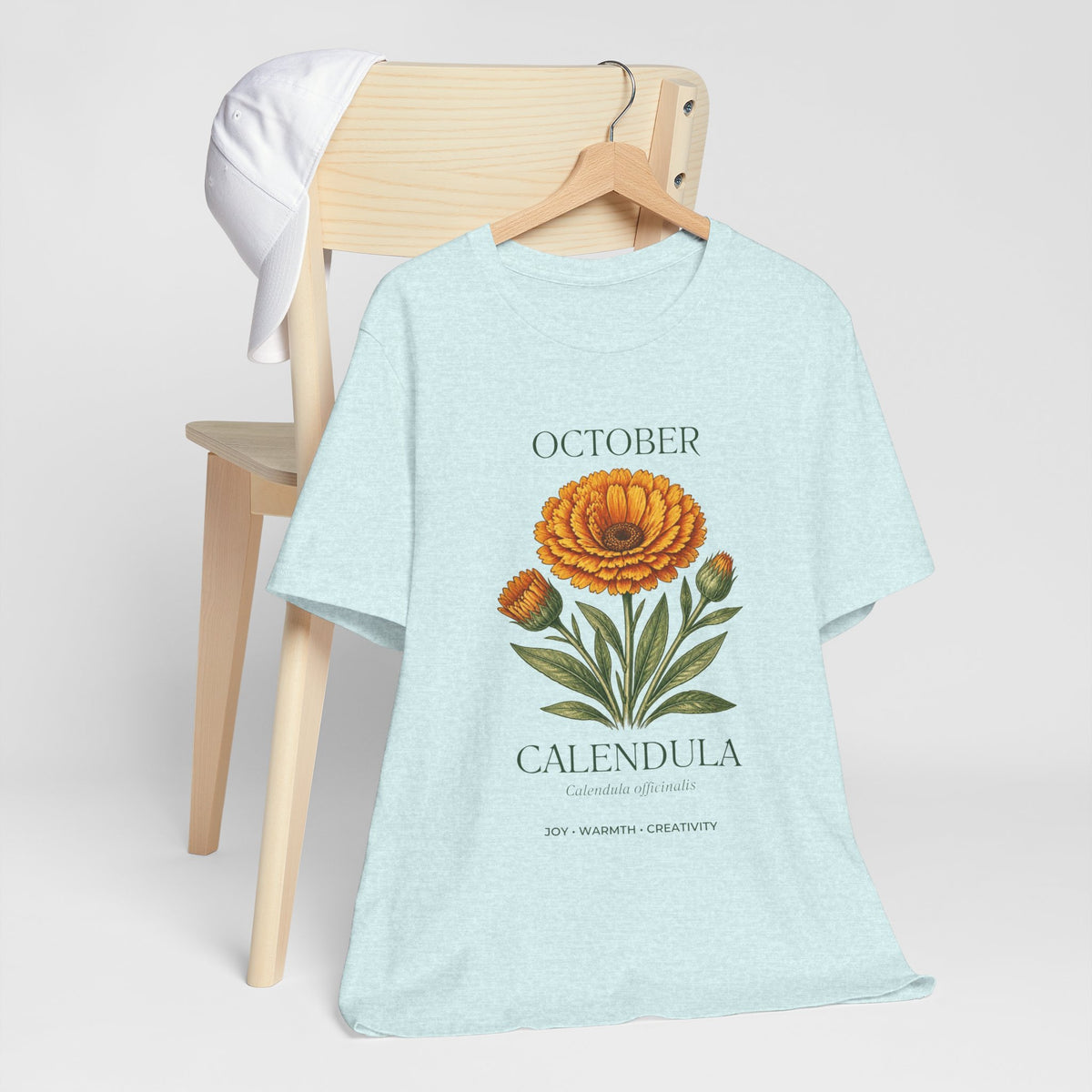 October Birth Flower Tee | Marigold & Cosmos Celestial Design | Birthday Gift