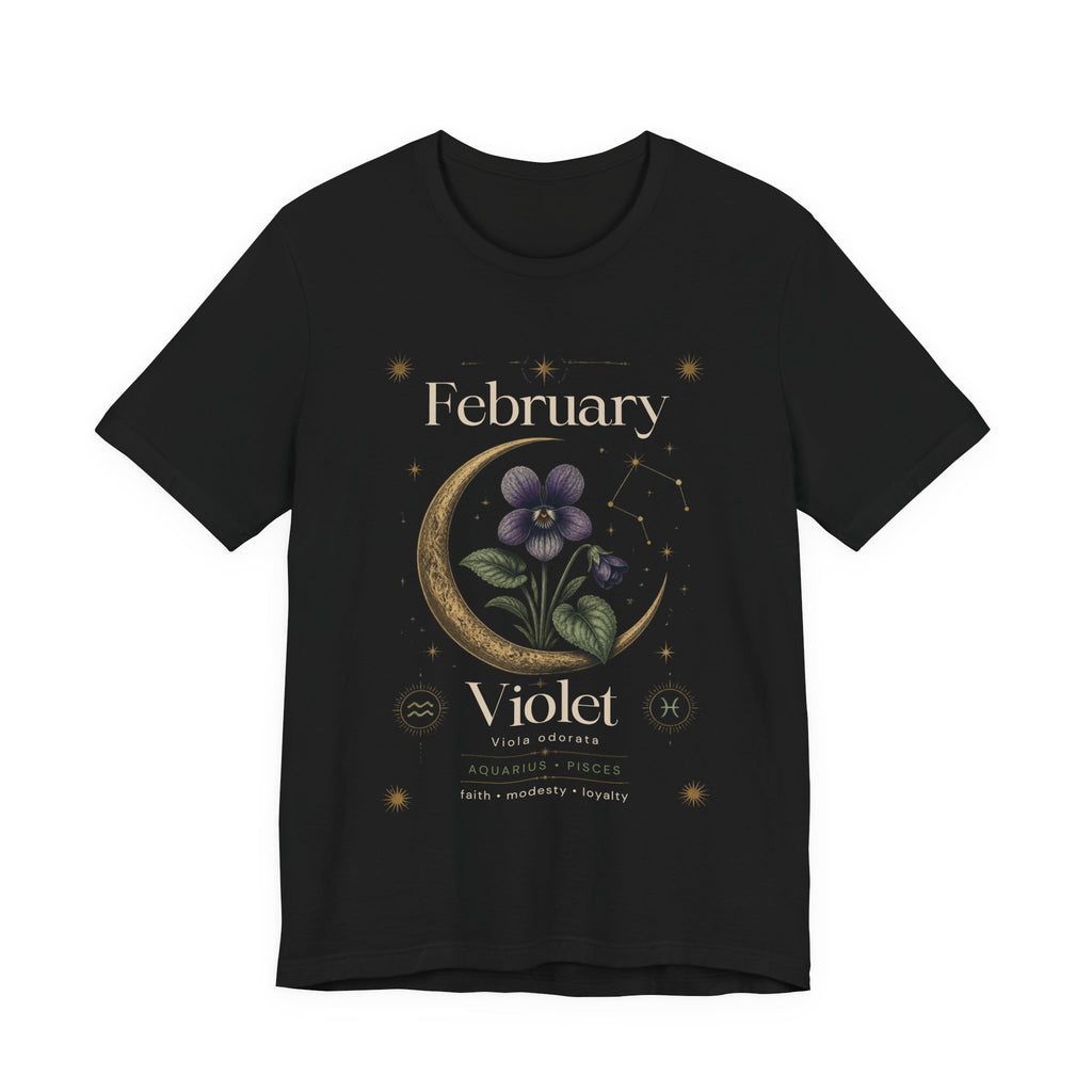 February Birth Flower Tee | Violet Botanical Design | Birthday Gift