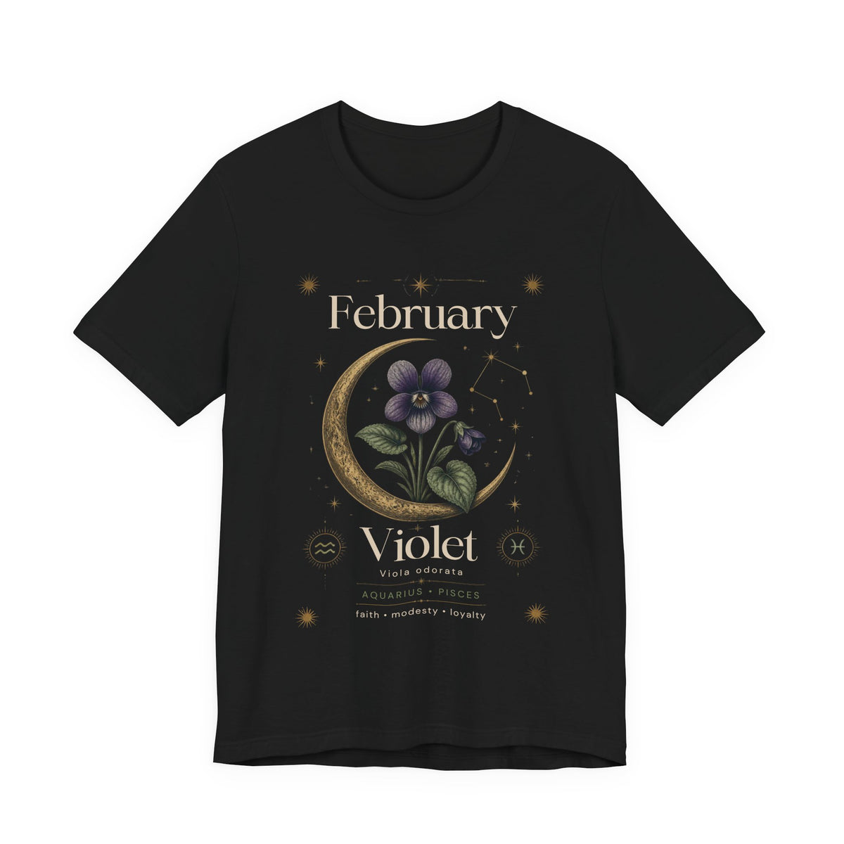 February Birth Flower Tee | Violet Botanical Design | Birthday Gift