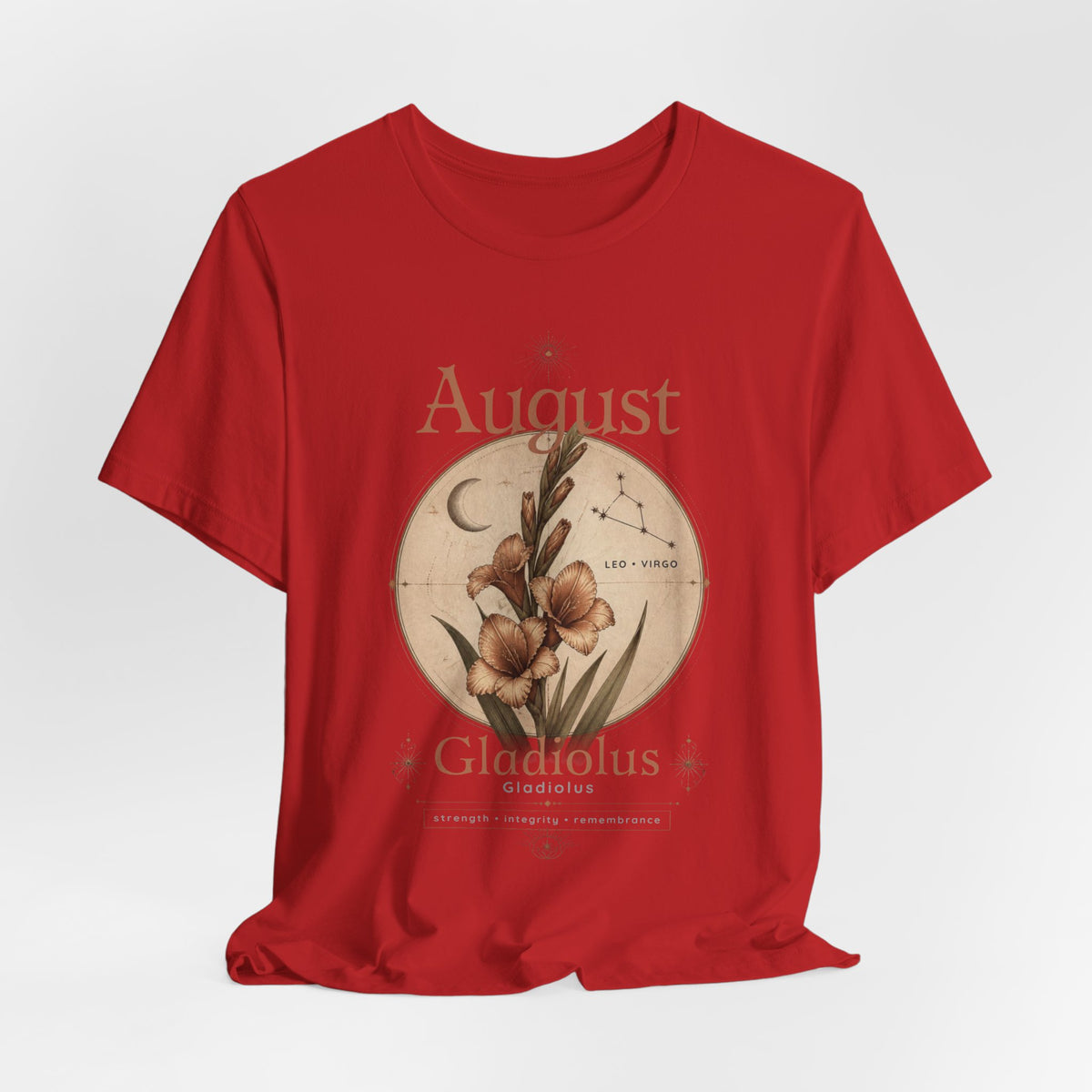 August Birth Flower Gladiolus Floral Tee