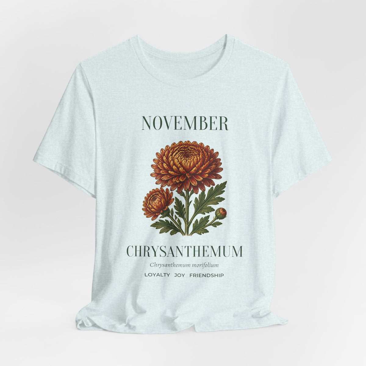 November Birth Flower Tee | Chrysanthemum Celestial Design | Birthday Gift