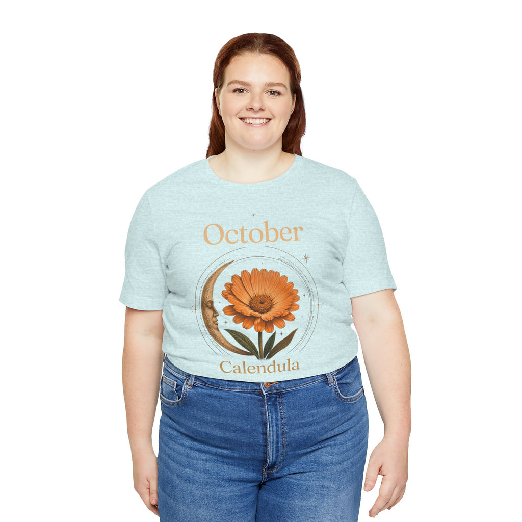 October Birth Flower Calendula T‑Shirt – Floral Birth Month Tee