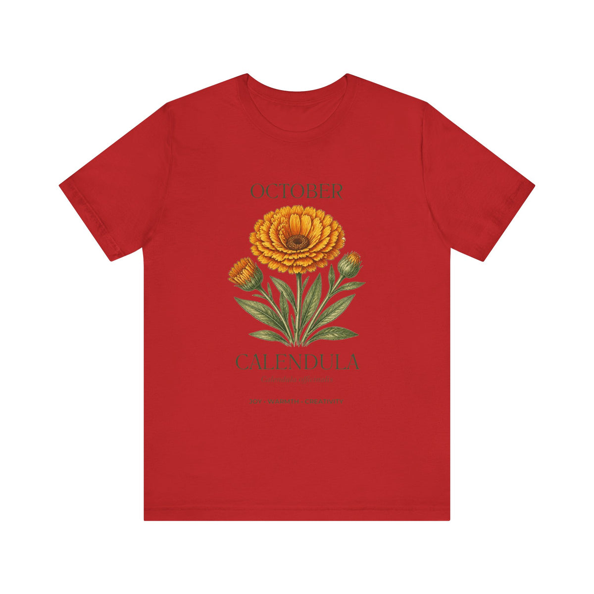 October Birth Flower Tee | Marigold & Cosmos Celestial Design | Birthday Gift