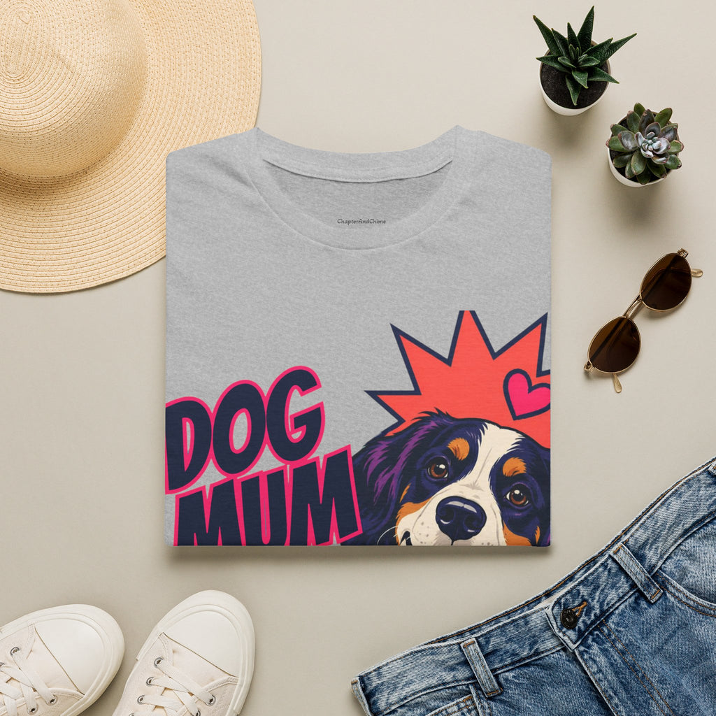 Dog Mum Pop Art T-Shirt | Happy Dog Portrait, Heart Collar