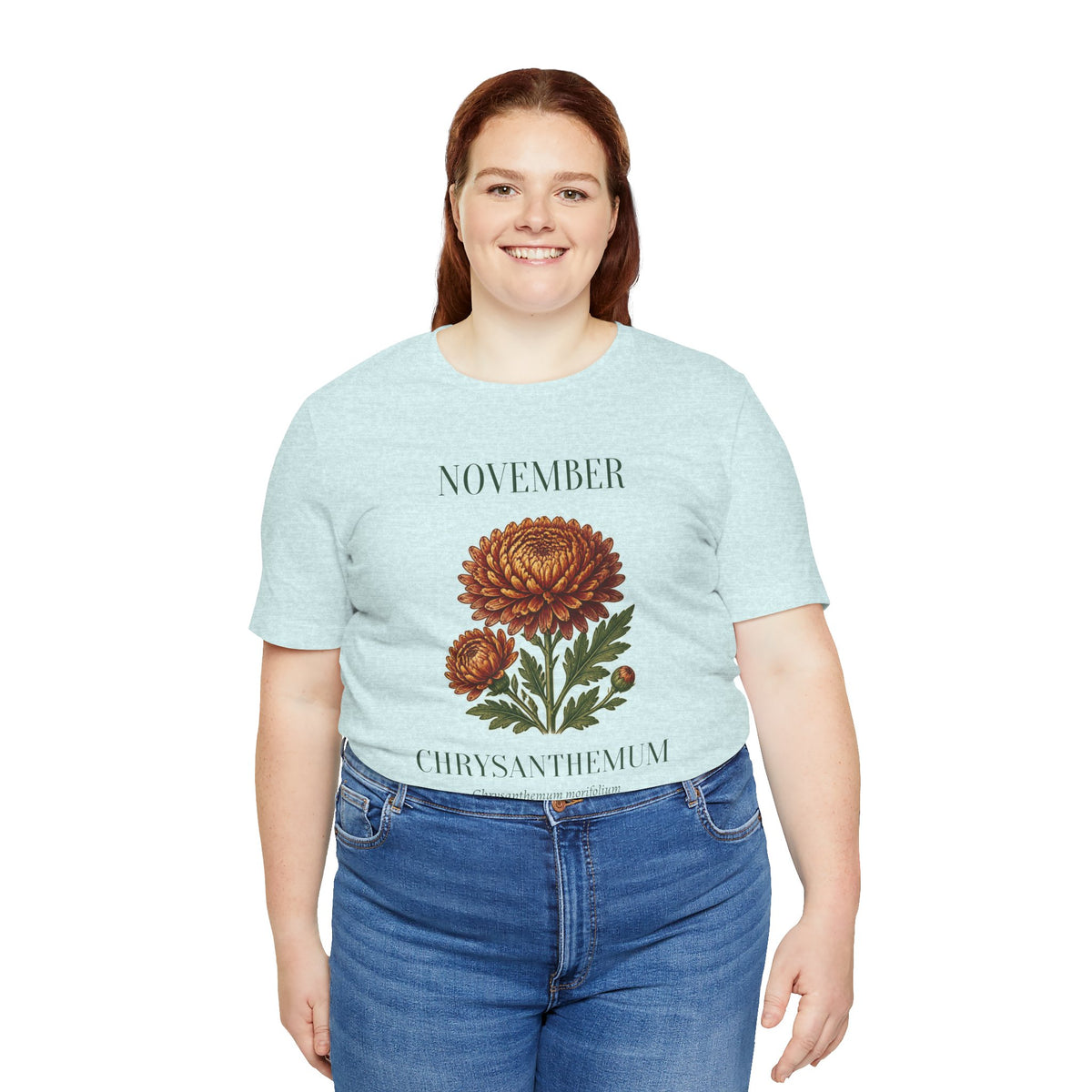 November Birth Flower Tee | Chrysanthemum Celestial Design | Birthday Gift