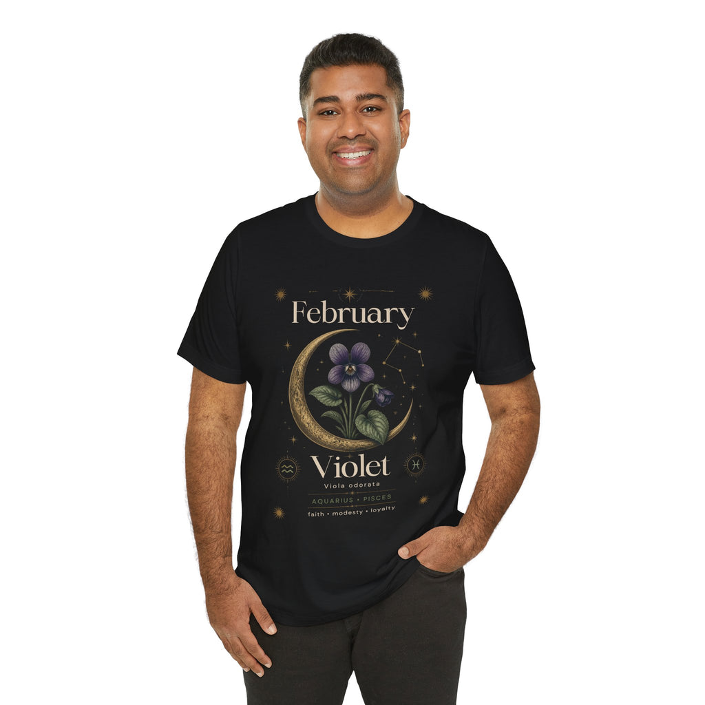 February Birth Flower Tee | Violet Botanical Design | Birthday Gift