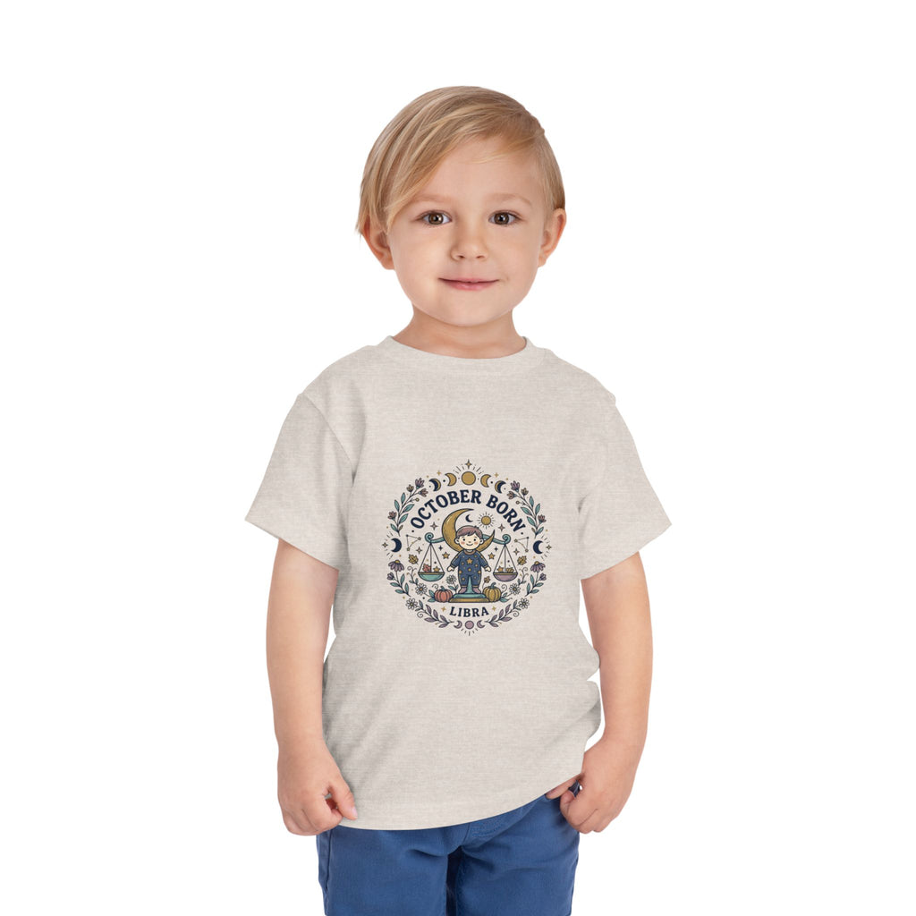 October Born Libra moon phases toddler tee | Zodiac Libra design