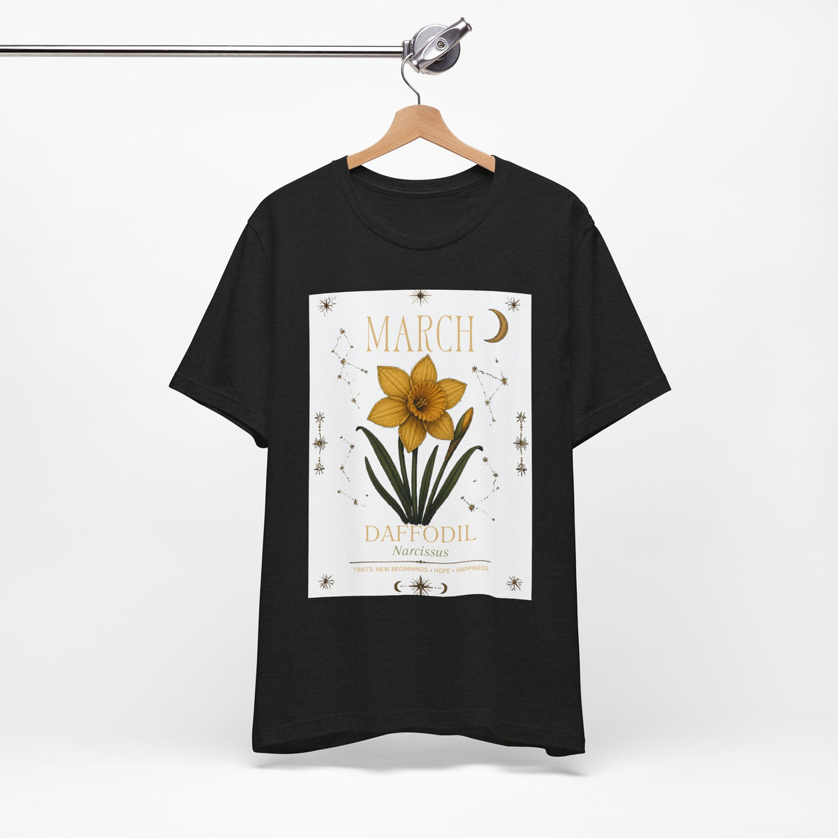 March Zodiac/Celestial aesthetics with birth flower — Birth Month Flower Tee