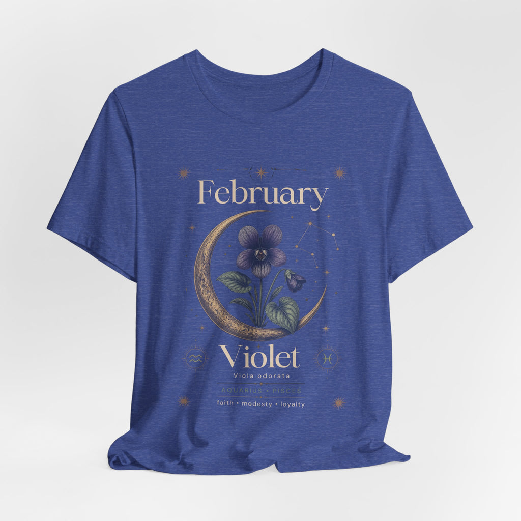 February Birth Flower Tee | Violet Botanical Design | Birthday Gift