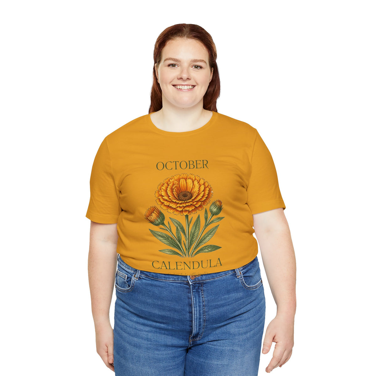 October Birth Flower Tee | Marigold & Cosmos Celestial Design | Birthday Gift
