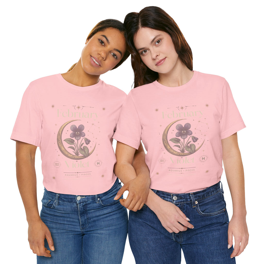 February Birth Flower Tee | Violet Botanical Design | Birthday Gift