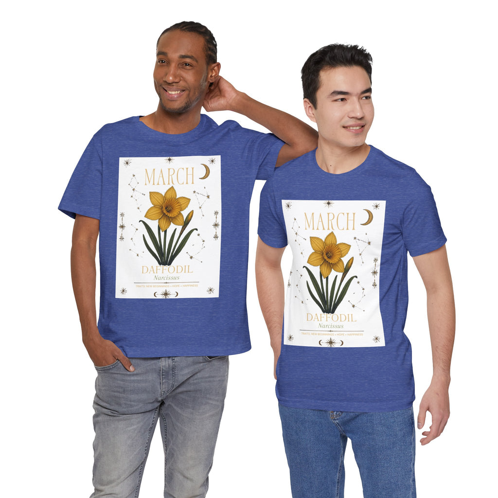 March Zodiac/Celestial aesthetics with birth flower — Birth Month Flower Tee