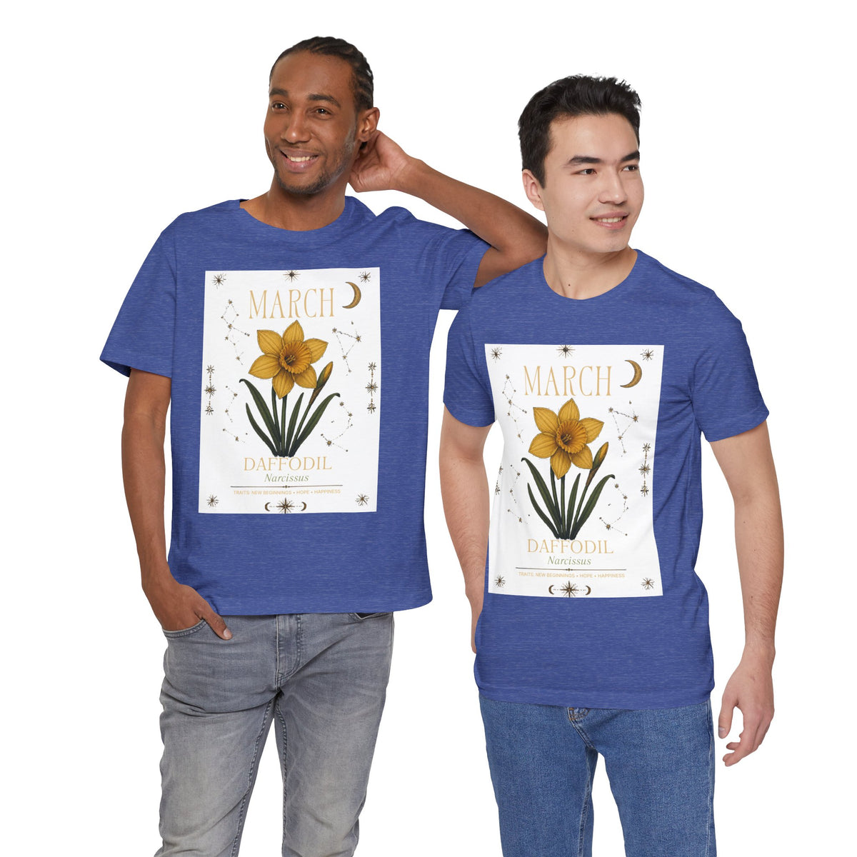 March Zodiac/Celestial aesthetics with birth flower — Birth Month Flower Tee