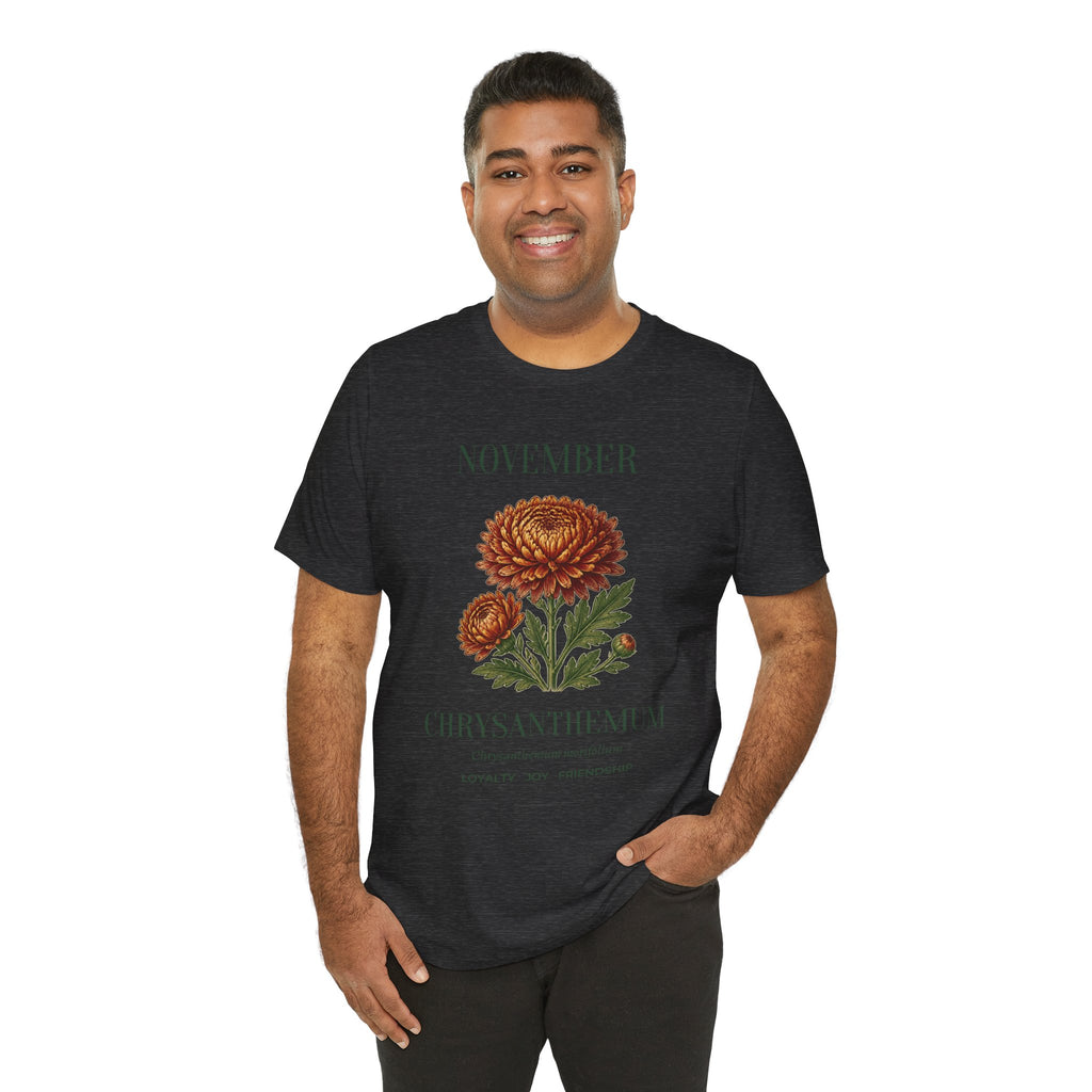 November Birth Flower Tee | Chrysanthemum Celestial Design | Birthday Gift