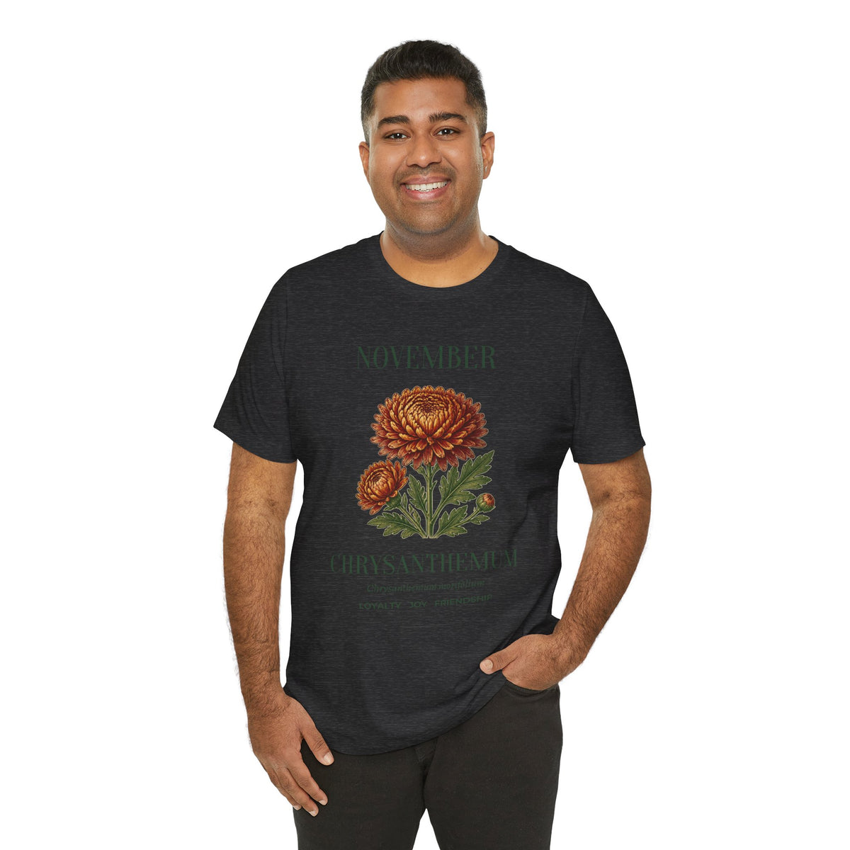 November Birth Flower Tee | Chrysanthemum Celestial Design | Birthday Gift