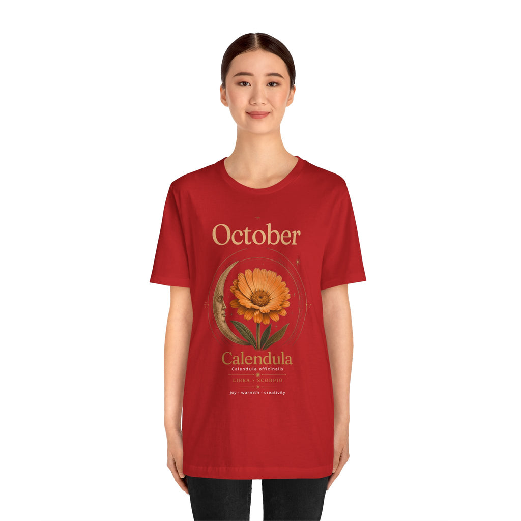 October Birth Flower Calendula T‑Shirt – Floral Birth Month Tee
