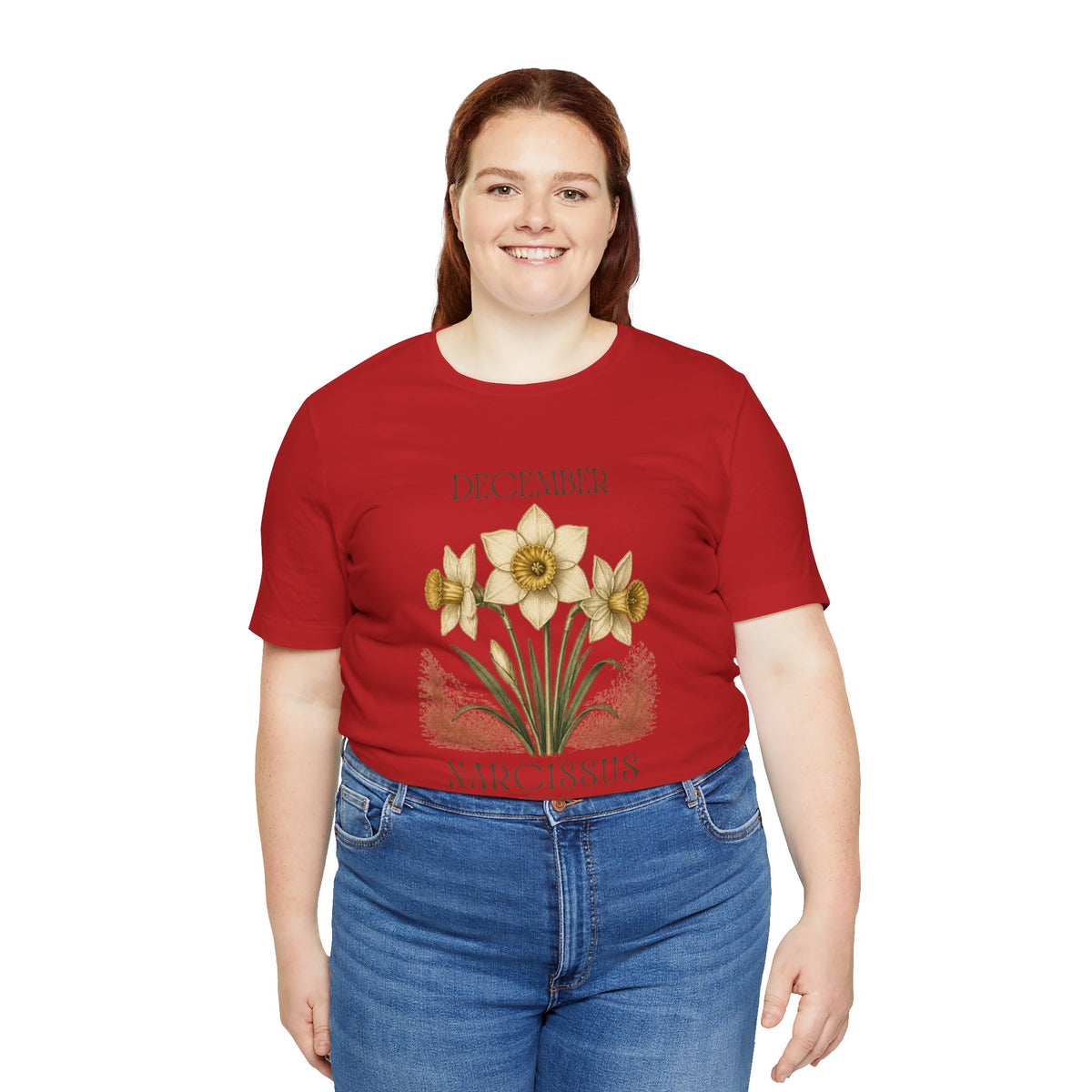 December Birth Flower Tee | Narcissus & Holly Celestial Design | Birthday Gift