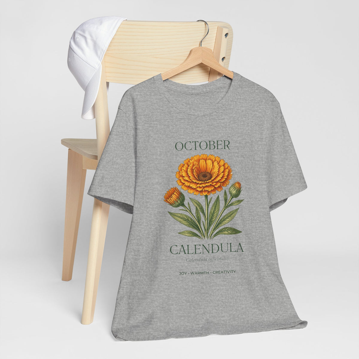 October Birth Flower Tee | Marigold & Cosmos Celestial Design | Birthday Gift
