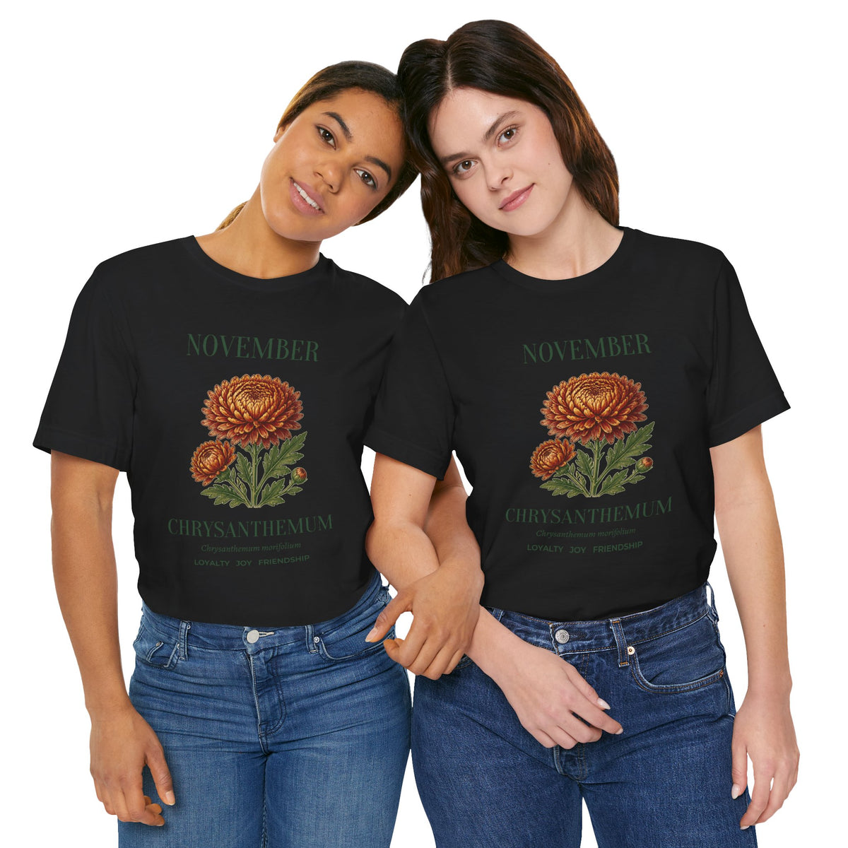 November Birth Flower Tee | Chrysanthemum Celestial Design | Birthday Gift