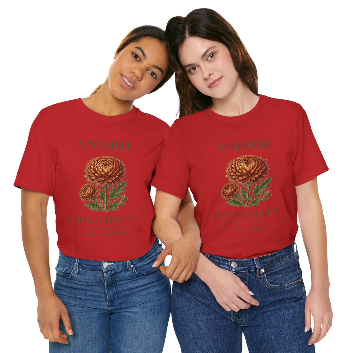 November Birth Flower Tee | Chrysanthemum Celestial Design | Birthday Gift