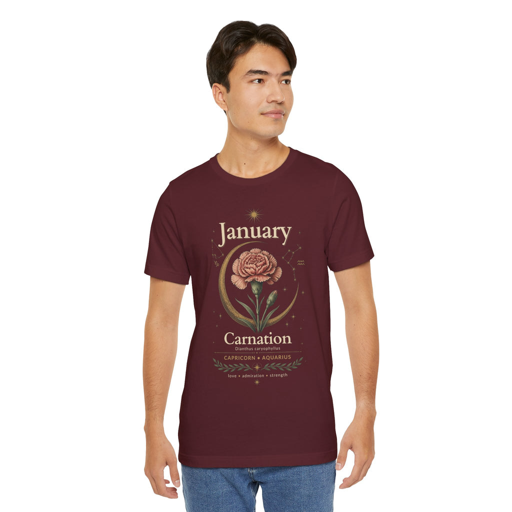 January Birth Flower - Carnation T-Shirt — Birth Month Flower Tee