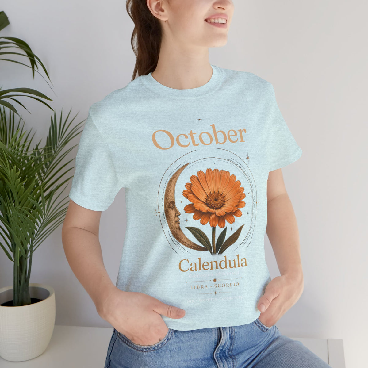 October Birth Flower Calendula T‑Shirt – Floral Birth Month Tee