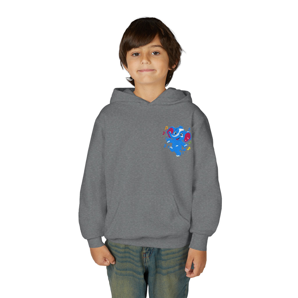 Kids Patriotic Elephant Hoodie – Blue Red USA Spirit Youth Sweatshirt