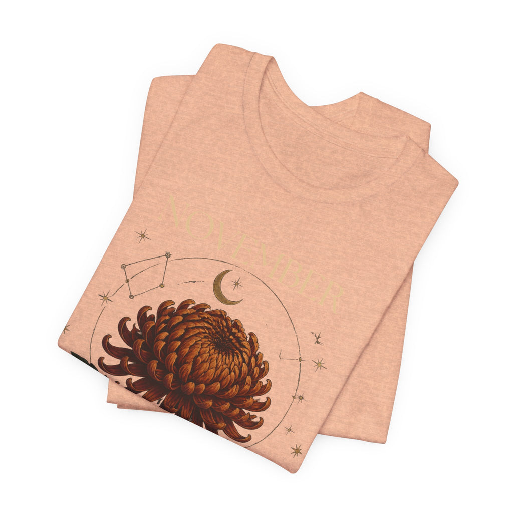 November Birth Flower Chrysanthemum Tee — Floral Birth Month T-Shirt
