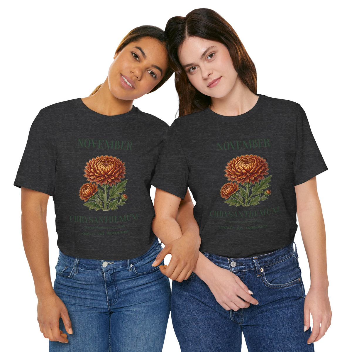 November Birth Flower Tee | Chrysanthemum Celestial Design | Birthday Gift