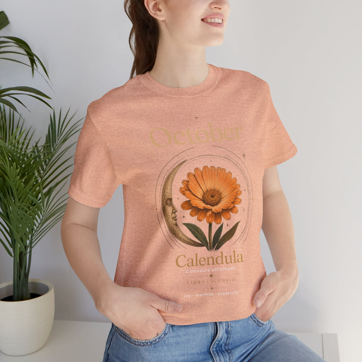October Birth Flower Calendula T‑Shirt – Floral Birth Month Tee