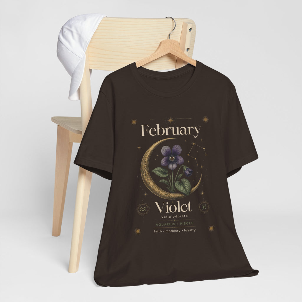 February Birth Flower Tee | Violet Botanical Design | Birthday Gift