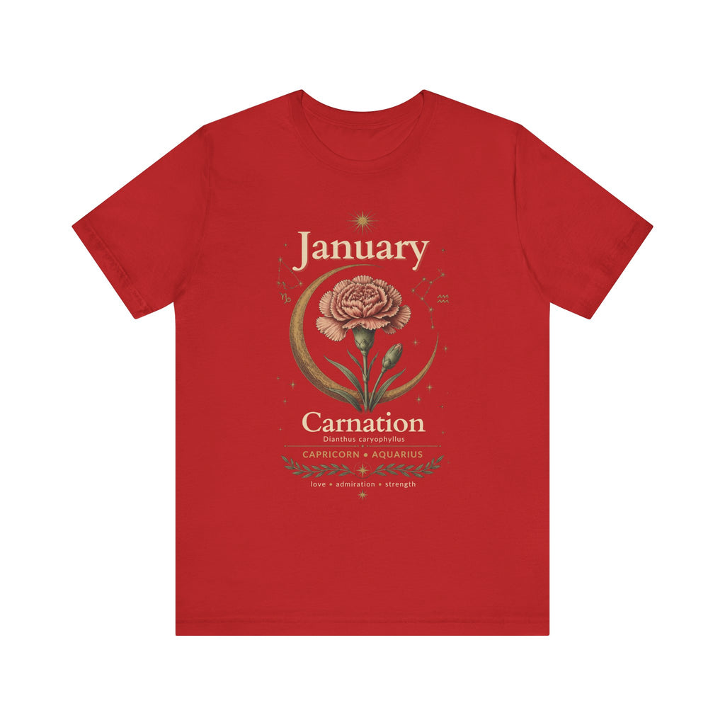 January Birth Flower - Carnation T-Shirt — Birth Month Flower Tee