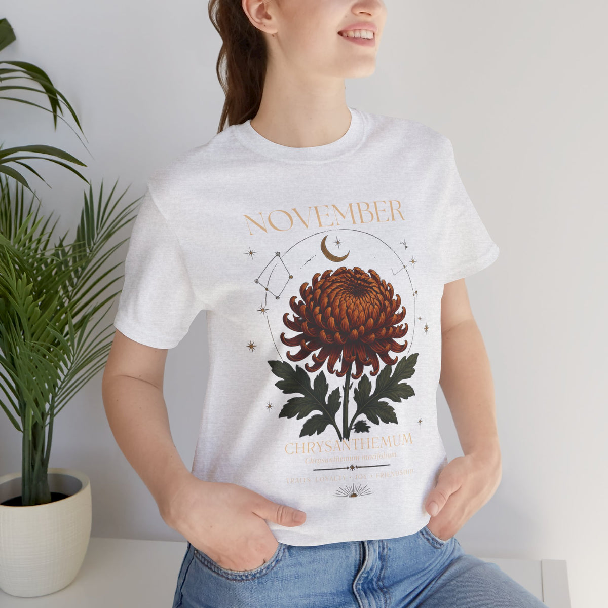 November Birth Flower Chrysanthemum Tee — Floral Birth Month T-Shirt