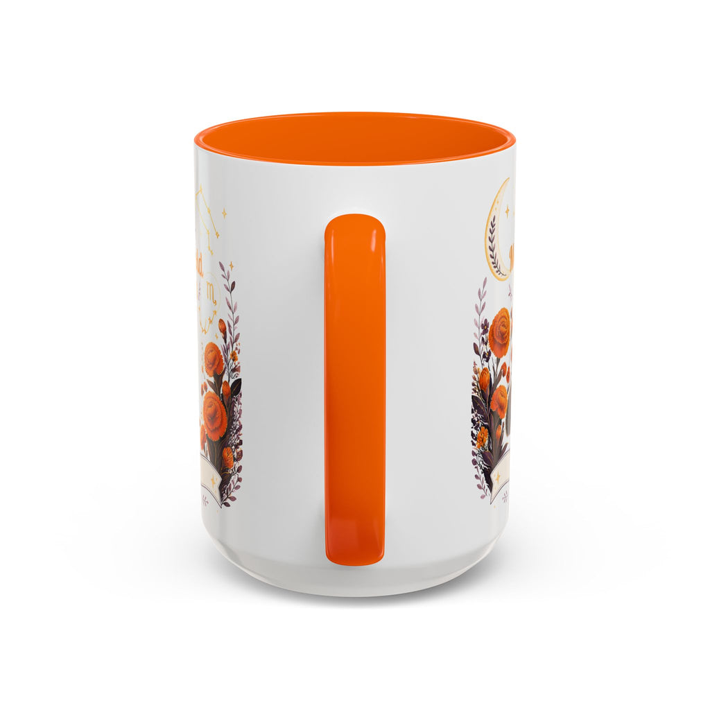 October Birth Flower Marigold Glow Accent Coffee Mug — Zodiac Libra Floral Hedgehog