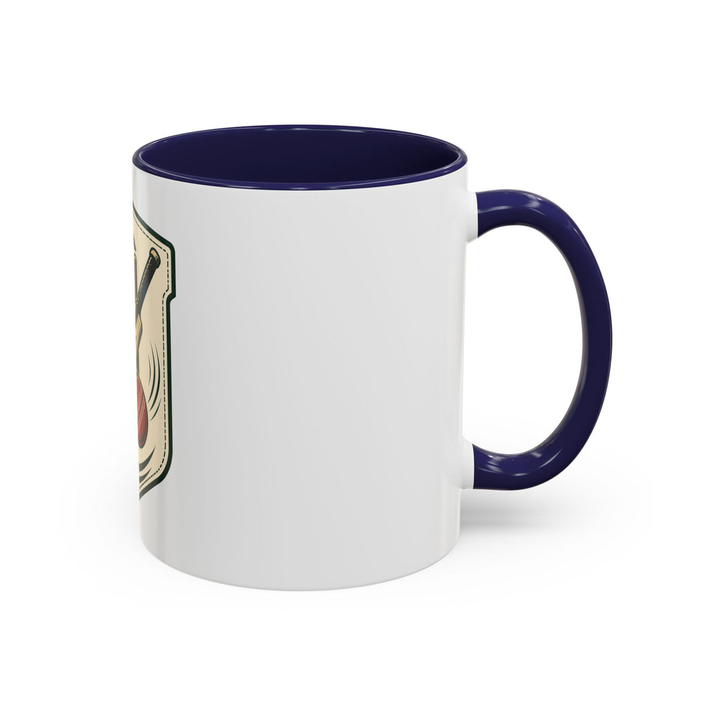 Cricket Crest Accent Mug — Vintage Bat & Ball Coffee Cup (11/15oz)