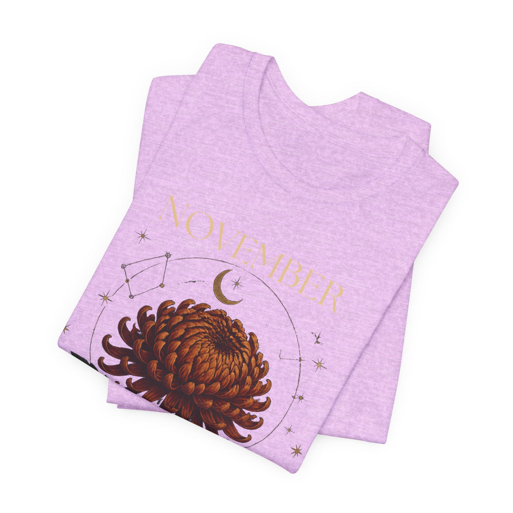 November Birth Flower Chrysanthemum Tee — Floral Birth Month T-Shirt