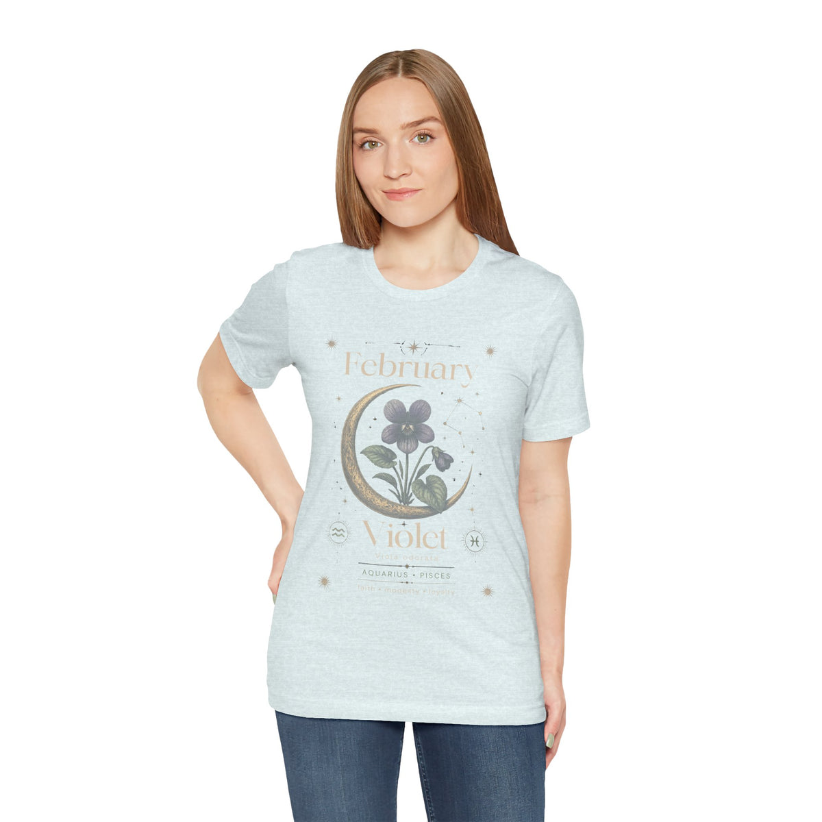 February Birth Flower Tee | Violet Botanical Design | Birthday Gift