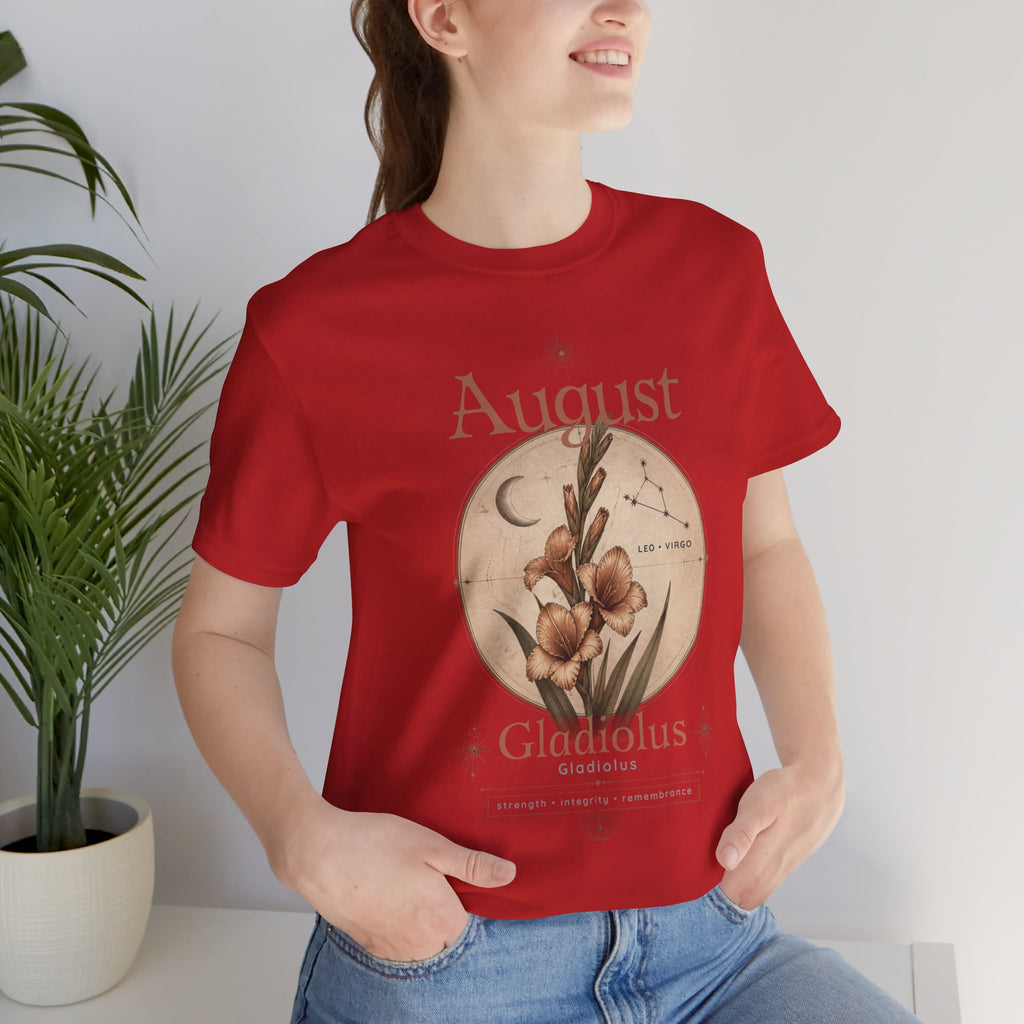 August Birth Flower Gladiolus Floral Tee