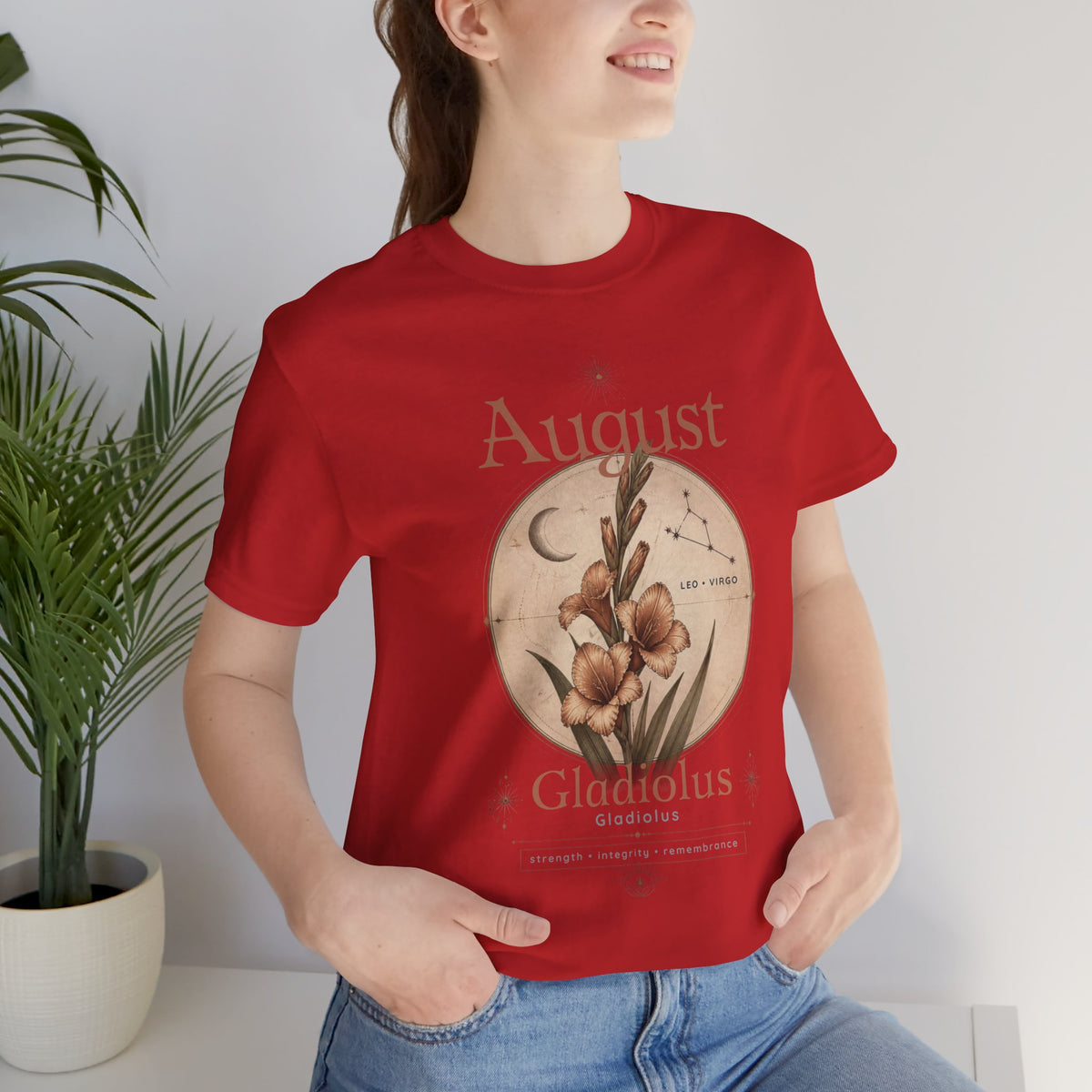 August Birth Flower Gladiolus Floral Tee