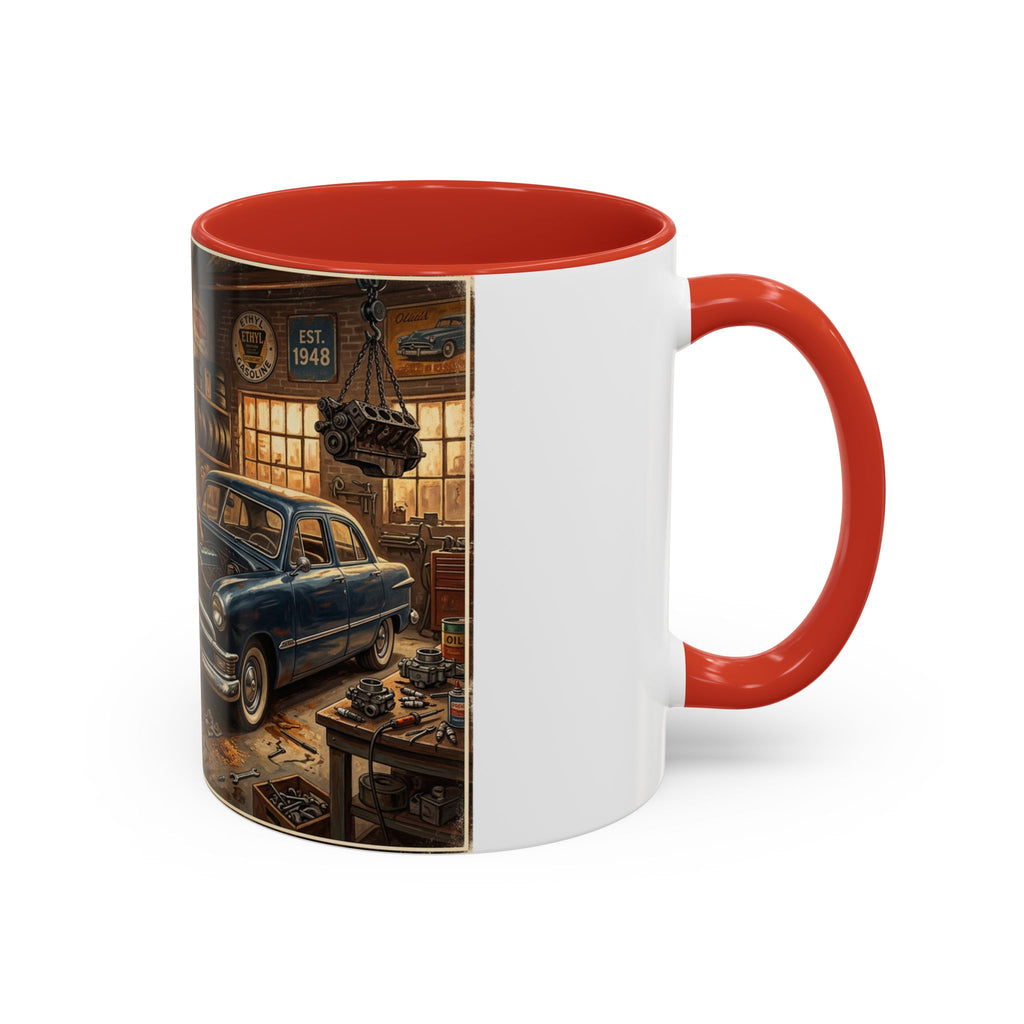 Vintage Dad Garage Mechanic Illustration Mug | Accent Coffee Mug